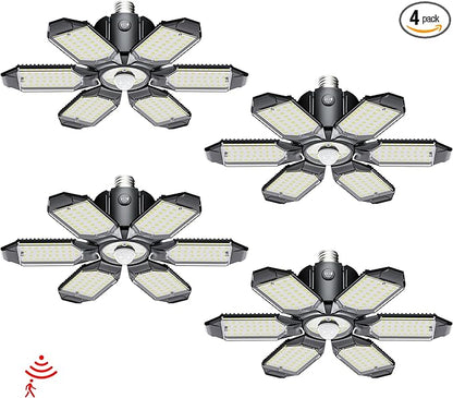 Motion Sensor Garage Light,20000LM Garage Lights Ceiling Led Motion Activated,Motion Light Indoor with Dusk to Dawn,Screw in Light Bulb for Basement Attic Warehouse (4 Pack)
