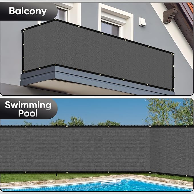 3'X22' Privacy Screen Fence 90% Blockage Heavy Duty Fencing Mesh Shade Net Cover for Wall Garden Yard Backyard Dark Grey (We Make Customized)