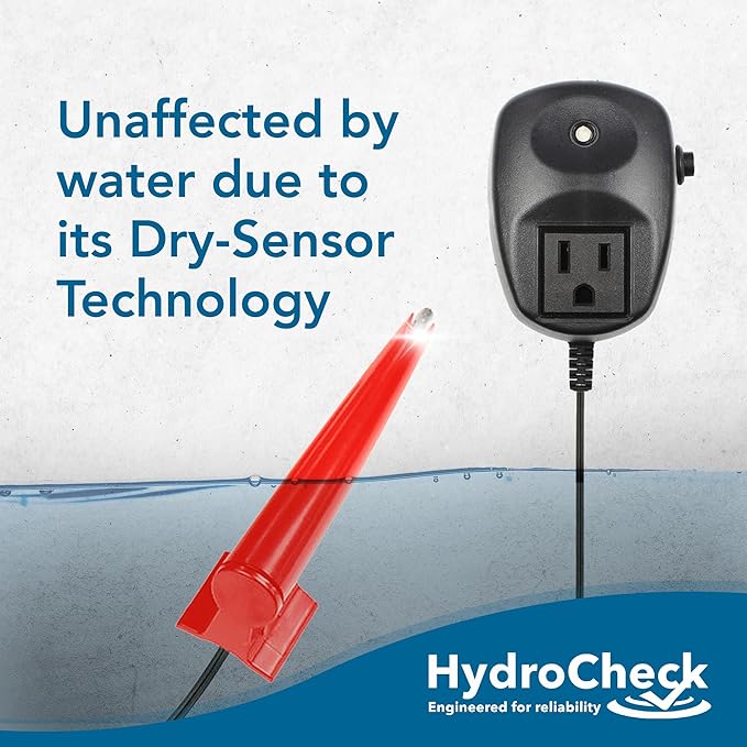 HC8000Tv2 Electronic Sump Pump Float Switch – with Smart Button, Built-In Alarms, Dry-Sensor Technology, Water Sensor Alarm, Ideal for All Sump Pumps – MADE IN USA