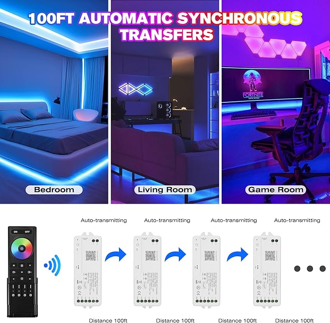 DR03W WiFi SPI 5~24V RGB Controller - Designed for Addressable LED Strip Lights, Compatible with Alexa Google Home Siri Smart Life Tuya APP Control Work with RC03RF WR01RF 2.4GHz Remoter etc