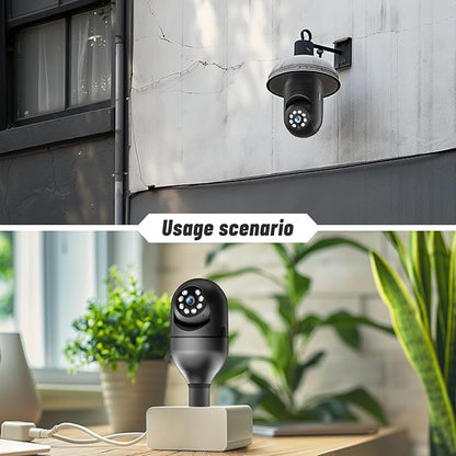 Light Bulb Security Camera 5G/2.4GHz WiFi 2K Lightbulb Security Cameras Wireless Outdoor, 360 Screw in Sight Bulb Motion Detection Siren Alarm Light Socket Camera 2-Way Audio Color Night Vision