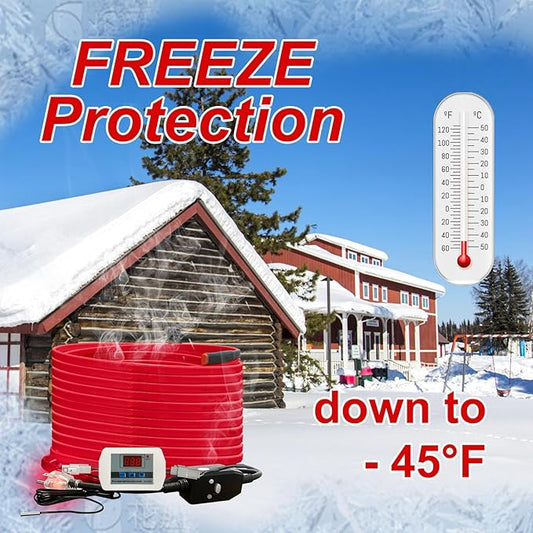 OEBLD Heat Tape for Water Pipes 18FT, Replaceable Smart Thermostat for Pipe Freeze Protection, Self-Regulating Roof Deicing Cable for Metal and Plastic Home Pipes, 110-120V