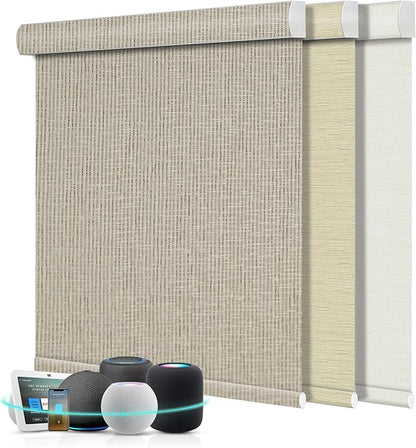 Aprilsmart Motorized Blinds with Remote,Compatible with Apple HomeKit Alexa Google Home- Voice and app Control,Motorized Roller Shades 100% Blackout Custom Size(Safari Biscuit-20)