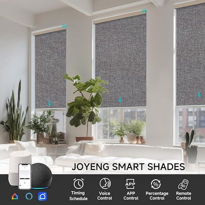 Motorized Blinds with Remote, Custom Automatic Electric Blackout Smart Blinds for Windows, Motorized Window Roller Shades Compatible with Alexa Google for Home Office, Fabric Dark Coffee
