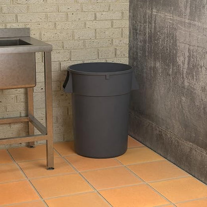 44 Gallon Gray Round Commercial Trash Can, Heavy-Duty Food Grade NSF Certified, Perfect for Restaurant, Office, School, Garage, Backyard, Workshop, Warehouse