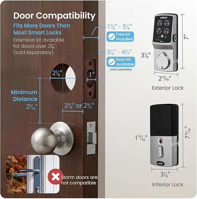 Lockly Secure Plus, Keyless Entry Door Lock, Smart Locks for Front Door, Smart Lock Deadbolt, PIN Genie® Keypad, 3D Biometric Fingerprint Sensor, Auto Lock Smart Door Lock