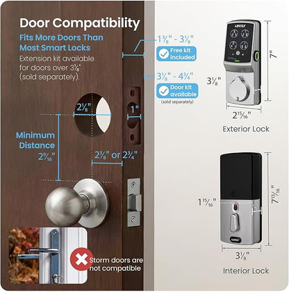 Lockly Secure Plus, Keyless Entry Door Lock, Smart Locks for Front Door, Smart Lock Deadbolt, PIN Genie® Keypad, 3D Biometric Fingerprint Sensor, Auto Lock Smart Door Lock