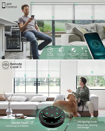 Yoolax Motorized Blinds with Remote, Flame Resistat mart Roller Shades Work with Alexa, Google, Apple Homekit, Custom Automatic Shades with Voice Control for Living Room (5% Openness Starry White)