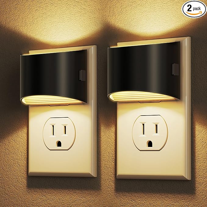 DORESshop Night Light, Night Lights Plug into Wall, Adjustable, 3000K | 3 Level Brightness Adjustable Night Light, Dusk to Dawn Sensor, Nightlights for Adults, Bedroom, Bathroom, Hallway, 2 packs
