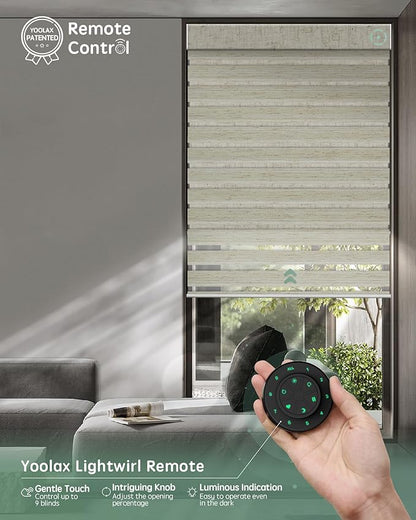 Yoolax Smart Dual Roller Shades, Motorized Blinds with Remote Smart Zebra Shades Compatible with Alexa, Blackout & Light Filtering Automatic Blinds for Windows (Zebra Linen Beige)