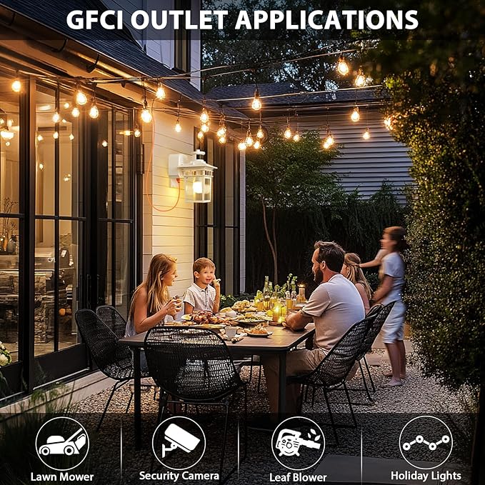 2 Pack Porch Lights with GFCI Outlet, White Dusk to Dawn Motion Sensor Outdoor Light, 3-Mode Wall Exterior Lighting Fixture, Waterproof Outside Lights Sconce for House Front Door Patio