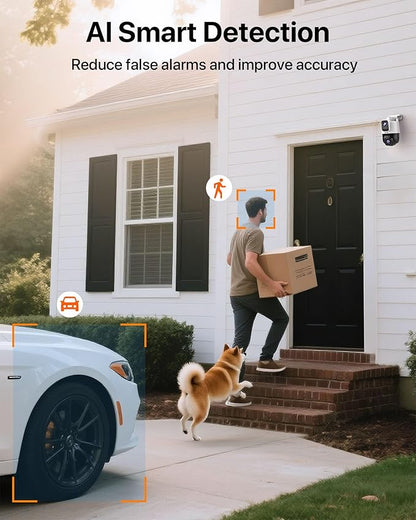 Tenda Wi-Fi Outdoor Camera 2K+2K, 360° PTZ Surveillance Camera with Dual Lens, FHD Auto Tracking, IP65 Waterproof, Color Night Vision, Two-Way Audio, Vehicle Detection – CH9