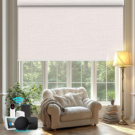Bringnox Motorized Blinds with Remote,100% Blackout Smart Roller Blinds Compatible with Apple Homekit Google Home and Alexa Via HUB,and Customized