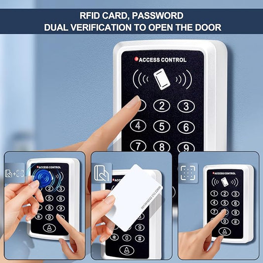Door Entry System with Waterproof Access Control Keypad Power Supply DC 12V,Door Lock Release Switch,Electric Lock and 125KHZ RFID Key Fobs,180kg Magnetic Lock