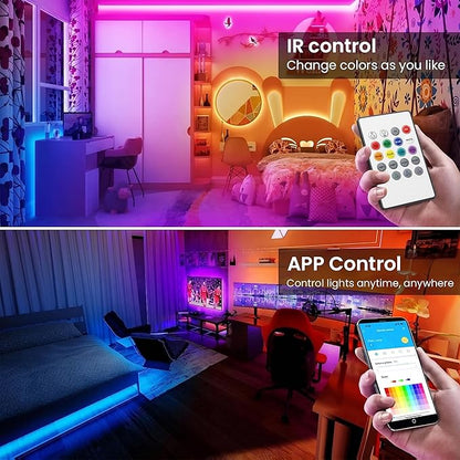 TJOY 100ft Smart Led Strip Lights for Bedroom, Compatible with Alexa and Google Assistant, RGB Color Changing, Wireless Music Sync Led Lights for Room Decor(APP+Remote+Voice)