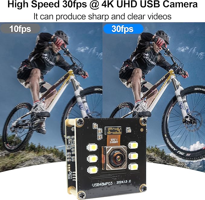 MMlove 48MP USB Camera Module 4K 30FPS Color Night Vision High Speed Autofocus Webcam Lightburn Camera 70° Viewing Angle Industrial Security Webcam for Face Recognition Streaming,PC/Laptop