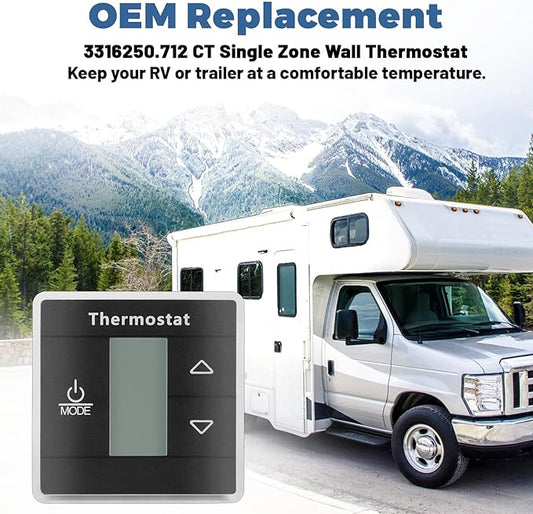 3316250.712 RV Single Zone Thermostat Compatible with Dometic RV Air Conditioner – Capacitive Touch Control, Digital Display Wall Thermostat for RV, Camper, Travel Trailer
