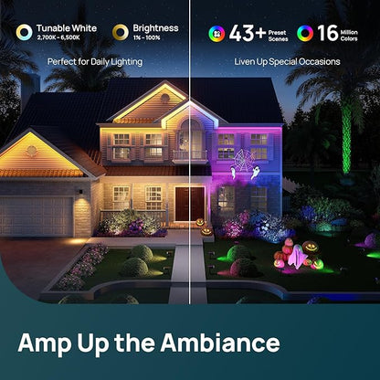 Linkind Matter Smart Light Bulb, Smart Bulbs Work with Apple Home, Siri, Alexa, Google Home, SmartThingsb Smart Solar Spotlight SL5C, Color Changing Landscape Lighting, APP/Voice Control Sol