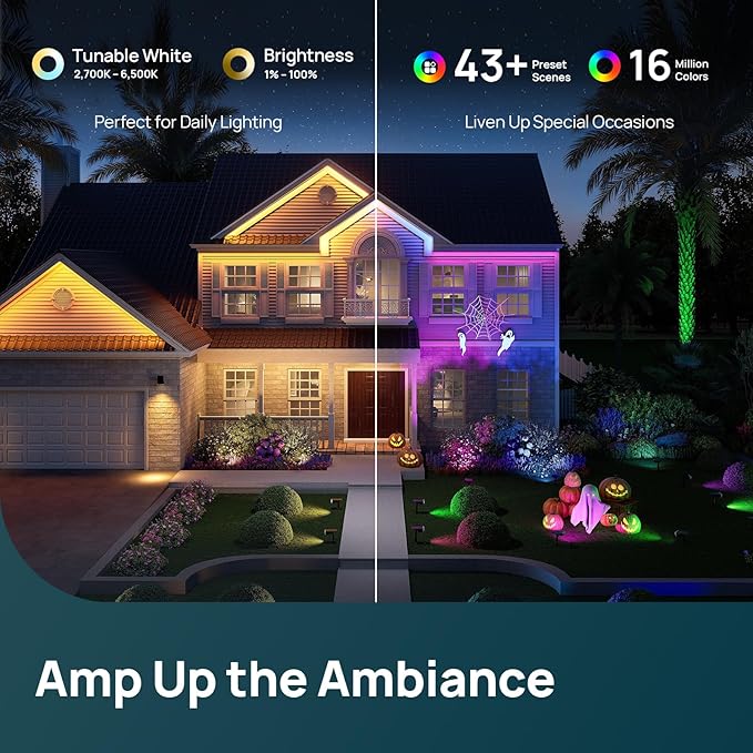 Linkind Smart Light Bulbs, Smart Bulb That Compatible with Alexa & Google Home Smart Solar Spotlight SL5C, Color Changing Landscape Lighting, APP/Voice Control Solar Lights Outdoor