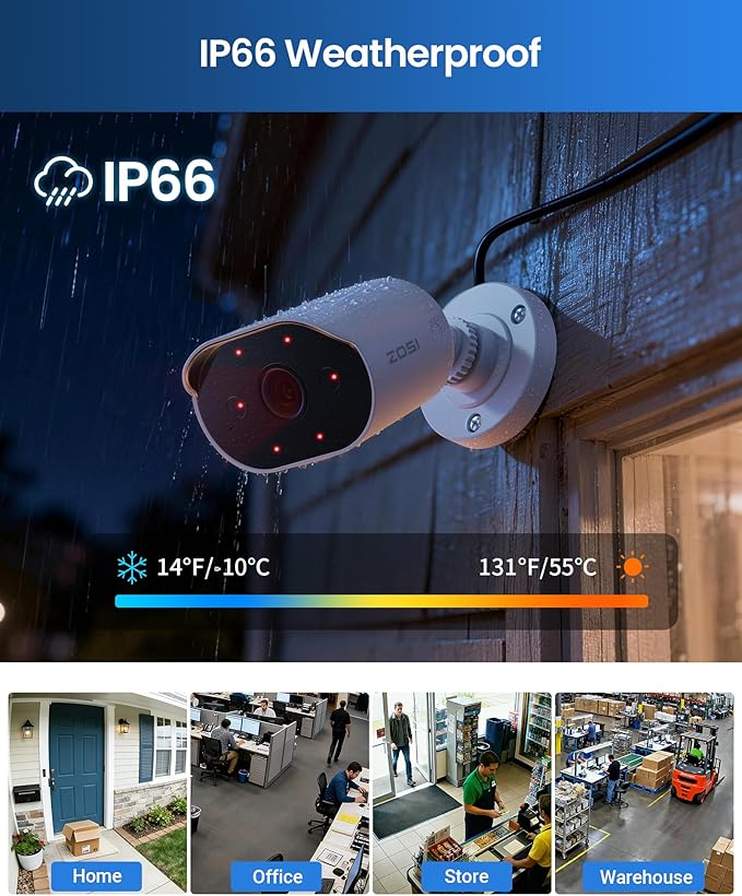 ZOSI 8CH 1080p Home Security Camera System with Audio, AI Person Vehicle Detection, 4pcs Outdoor Indoor Wired Cameras, Night Vision, H.265+ 8 Channel DVR with 1TB HDD, 24/7 Recording, No Monthly Fees