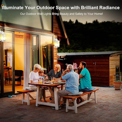 2 Pack Dusk to Dawn Outdoor Lighting, IP65 Waterproof Outdoor Porch Light with Tempered Glass, Outdoor Light Fixture for House Exterior Front Door Garage Patio(White)
