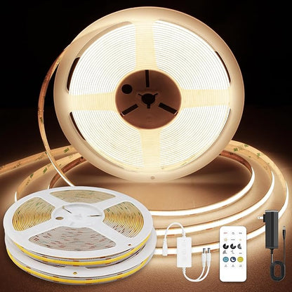 COB LED Strip Lights 65.6ft, LED Lights Warm White 3000K Strip Lights with Remote& App, Dimmable Super Bright 24V White LED Tape Lights,Cabinet Office Lighting