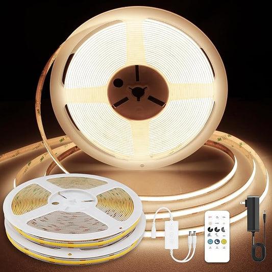 COB LED Strip Lights 65.6ft, LED Lights Warm White 3000K Strip Lights with Remote& App, Dimmable Super Bright 24V White LED Tape Lights,Cabinet Office Lighting