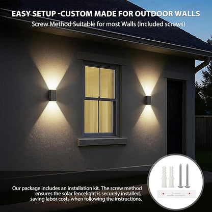 Solar Wall Light Outdoor,3000/4000/6000K 3 Modes Dusk to Dawn Lighting Wall Sconce IP67 Waterproof Up and Down Solar Lights Outdoor for House, Garage, Porch,Doorway (2 Pack)