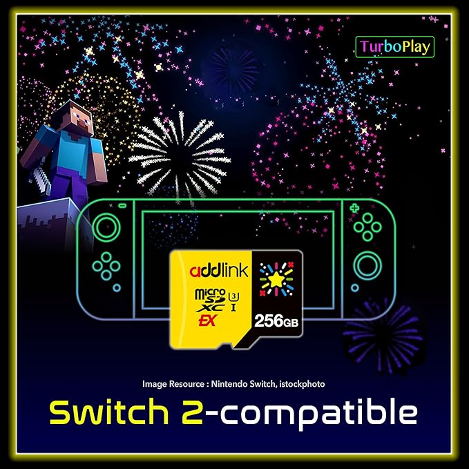 addlink 256GB TurboPlay Gaming microSD Express Card, UHS-I, C10, U3, V30, Full HD, 4K, Up to 880/750 MB/s Memory Card, Nintendo-Switch 2, ASUS ROG Ally, Steam Deck,Gaming Device