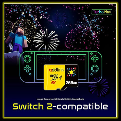 addlink 256GB TurboPlay Gaming microSD Express Card, UHS-I, C10, U3, V30, Full HD, 4K, Up to 880/750 MB/s Memory Card, Nintendo-Switch 2, ASUS ROG Ally, Steam Deck,Gaming Device