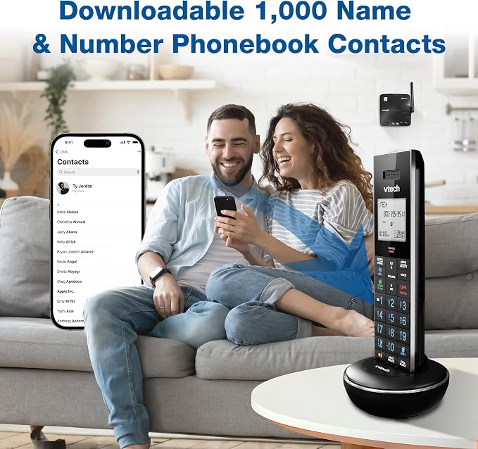 VTech LS6331 Expandable Cordless Phone with DECT 6.0 Desk/Wall Mountable Transmitter, Bluetooth Connect-to-Cell, Full Duplex Handset Speakerphone, Landline Phone with Smart Call Blocker