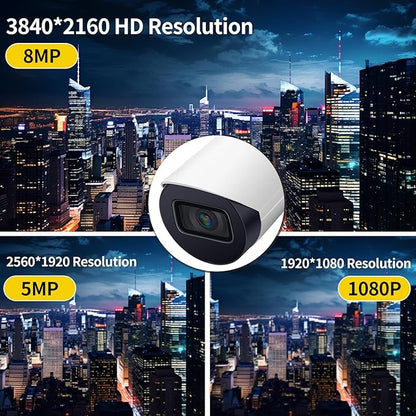 DahuaSecurity 8MP PoE IP Camera, 4K Security Bullet Camera with Smart Motion Detection IR&Color Night Vision, Metal Shell,MicroSD(256GB),H.265+,IP67