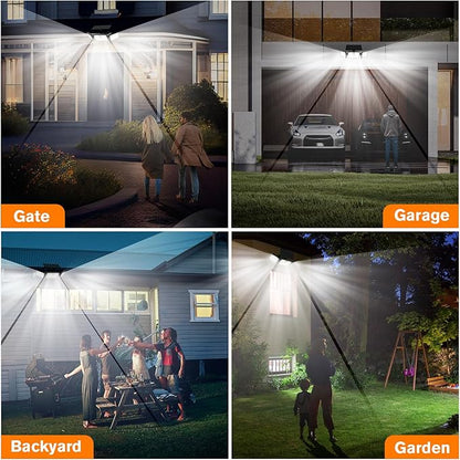 Solar Lights Outdoor, 3 Head Solar Motion Lights Outdoor with 2500LM High Brightness, Built-in Bigger Tempered Glass Solar Panel, Sensitive PIR Motion Inductor(3-Pack)
