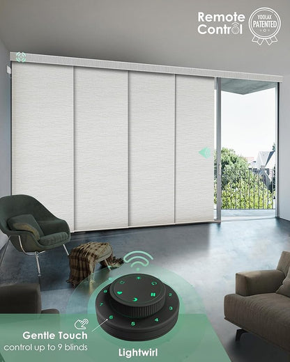 Yoolax Custom XL Smart Vertical Blinds, Motorized Sliding Door Blinds Compatible with Alexa, Blackout Sliding Panel for Room Divider, Indoor Windows, Patio Doors, Foggy Thread Gray