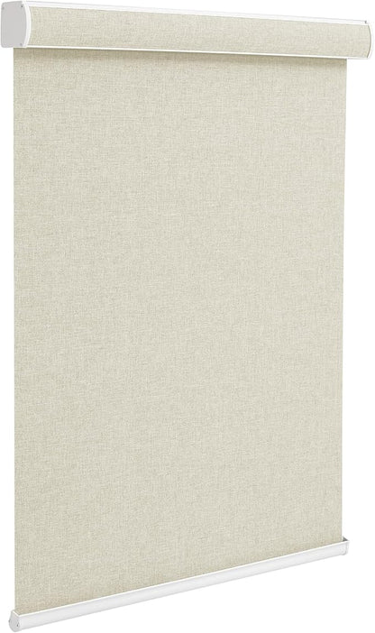 Changshade Custom Size Cordless Roller Shades with Valance, Blackout Roller Shades for Windows Roll-up Fabric Blinds with Thermal Insulated for French Door, Easy Installation Yellowish Beige