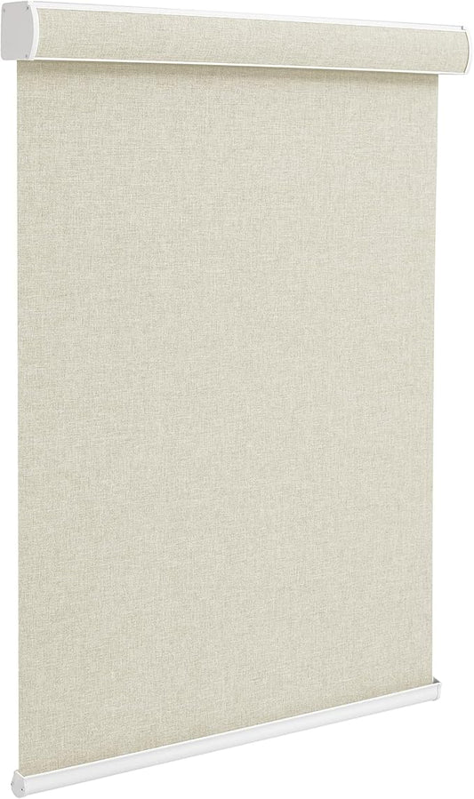 Changshade Custom Size Cordless Roller Shades with Valance, Blackout Roller Shades for Windows Roll-up Fabric Blinds with Thermal Insulated for French Door, Easy Installation Yellowish Beige