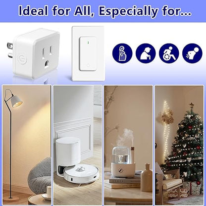 Remote Switch Outlet, GreenCyle 2 Outlet Plug with Remote, Wireless On/Off Light Switch Wall Mounted, 15A/1500W, TUV Listed, No Wiring Needed, 500ft RF Range, for Lamps, Fans, Household Appliances