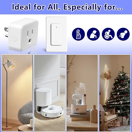 Remote Plug in On Off Switch,GreenCyle Outlet Plug with Remote, Wireless On/Off Light Switch Wall Mounted,15A/1500W,TUV Listed, No Wiring Needed,500ft RF Range, for Lamps, Fans, Household Appliances