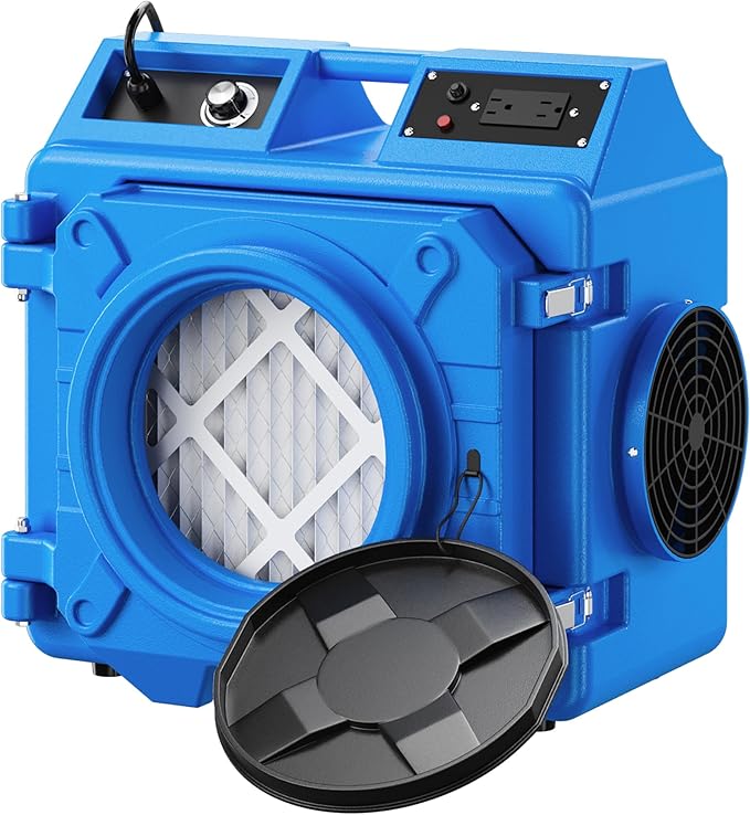 Air Scrubber with 3-Stage Filtration, 550CFM HEPA Air Machine Stackable Negative, Air Cleaner with MERV10, Carbon, H13 HEPA, for Home, Industrial and Commercial Use, Blue