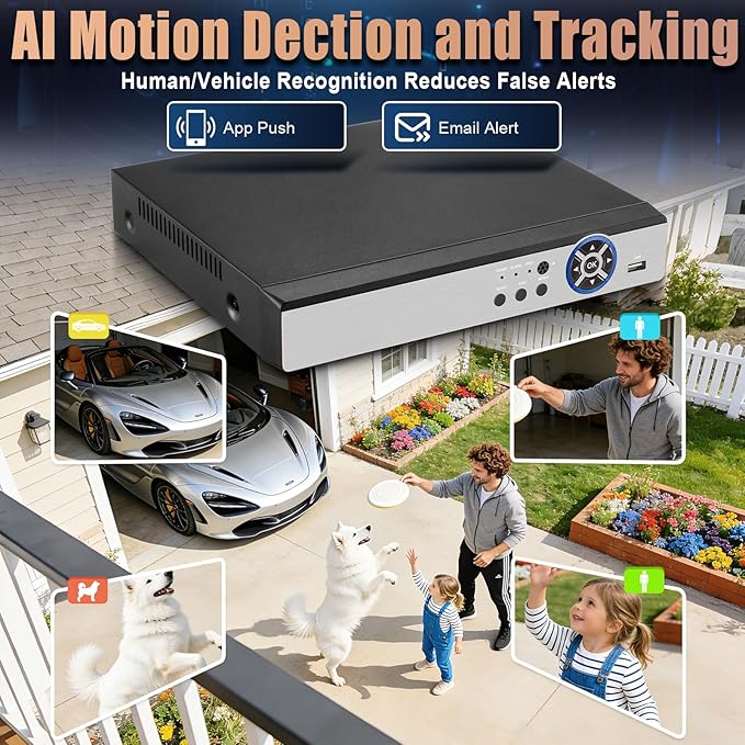 KERUI 16Channel Security Recorder DVR 16CH 5MP Surveillance Video Recorder H.265+ Hybrid 6-in-1 AHD/TVI/CVI/CVBS/IP/XVI Camera DVR with Human Detection, 24/7 Recording(with 2TB Hard Drive)