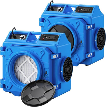 Air Scrubber with 3 Stage Filtration, 550CFM Stackable Negative Air Machine for Industrial and Commercial Use, Heavy Duty Air Cleaner with HEPA/Activated carbon Filter, Blue-2PC