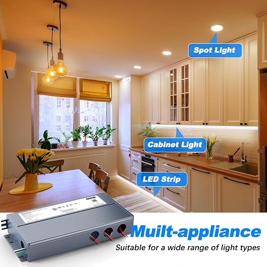 180W 12V Dimmable LED Driver, Triac/ELV/MLV AC to DC Power Supply for LED Light, Halogen Bulb, LED Transformer Compatible with Lutron & Dimmer, for Indoor/Outdoor Use