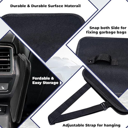 Car Trash Can, Foldable Trash Can Collapsible Hanging Trash Bag for Car Seat, 2.8 Gallons Leakproof Garbage Bags, Cars Must Haves Interior Accessories Essentials