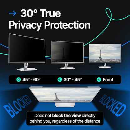Acrylic 24 Inch Computer Privacy Screen Filter for Widescreen Computer Monitors - 21.2" x 12.6" (540 x 319mm) - Monitor Frame Hanging Type