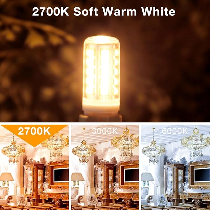 DAYBEETER 6 Pack Dimmable G9 LED Bulb 4W (40 Watt Equivalent), 2700K Soft Warm White, G9 Halogen Bulb T4 G9 Bi-pin Base Light Bulbs for Chandelier,120V 450LM 360 Beam Angle No-Flicker G9 Bulb