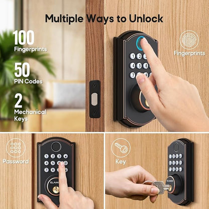 M19 Fingerprint Door Lock, Smart Keyless Entry Deadbolt for Front Door ORB