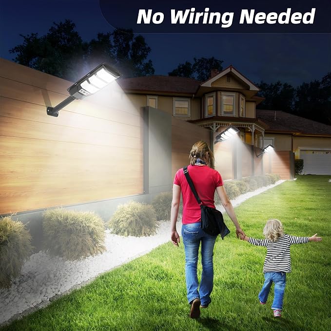 FOWSEEK Solar Street Lights Outdoor 2 Pack, 6500K Solar Lights Outdoor Waterproof with Motion Sensor, Lamparas Luces Solares para Exteriores Dusk to Dawn Commercial Lighting for Yard Path