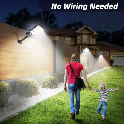 FOWSEEK Solar Street Lights Outdoor 2 Pack, 6500K Solar Lights Outdoor Waterproof with Motion Sensor, Lamparas Luces Solares para Exteriores Dusk to Dawn Commercial Lighting for Yard Path