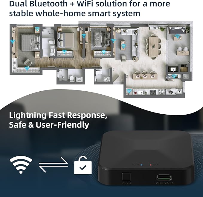 TUYA Smart Lock WiFi Gateway, G2 Hub for Smart Door Lock, Simple Installation Remote Control Zigbee Bridge & Bluetooth to WiFi Gateway for Tuya Devices