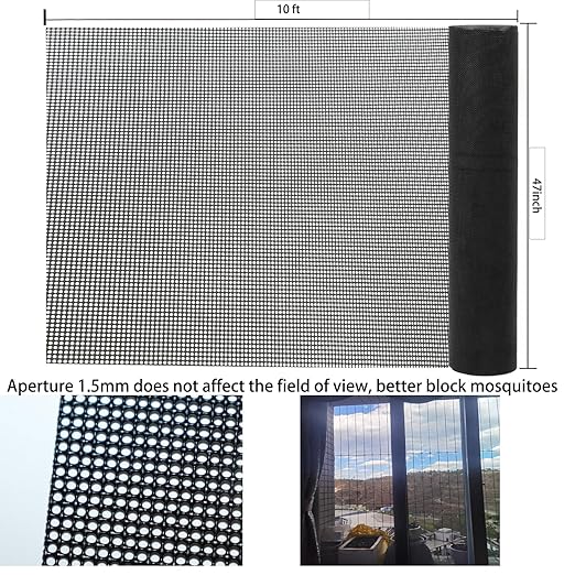 304 Stainless Steel Mesh Screen, 12 Mesh 304 Stainless Steel Security Screen, PVC Coated Heavy Duty 47inch x 118 inch Wire Mesh Window Screen Hardware Cloth Sturdy Metal Mesh Door Security Screen Mesh